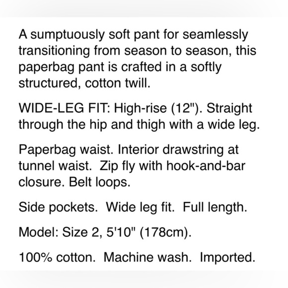 NWT Banana Republic Evie Wide Leg Paperbag Pant Size 12. (580446) - Picture 8 of 9